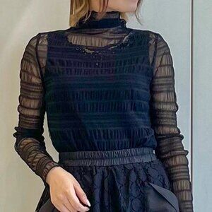 EUC Axes Femme Shirred Tulle Top